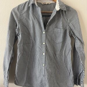 Old Navy navy and White Striped Button-Up Shirt